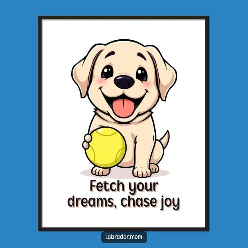 Free Printable Happy Lab Wall Art: Tennis Ball Joy, Downloadable Decor & Funny