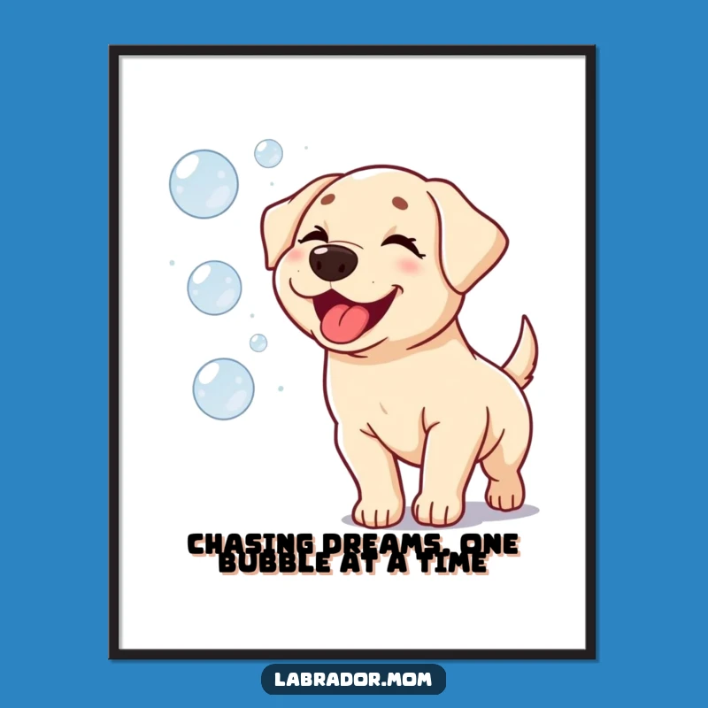 Free Printable Kawaii Labrador Art - Funny Dog Wink Bubble Downloadable Wall Decor