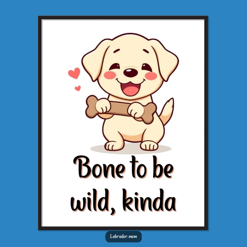 Free Printable Kawaii Labrador Wall Art: Joyful Pup and Bone for Happy, Downloadable Decor