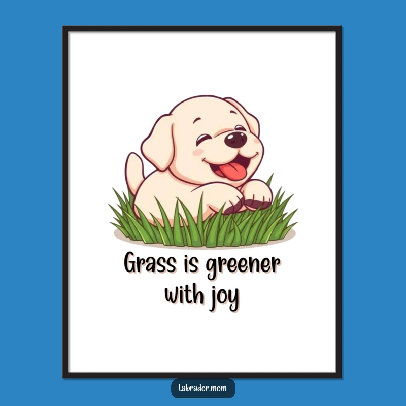 Free Printable Playful Lab Wall Art: Grass Rolling Fun, Downloadable Decor & Funny