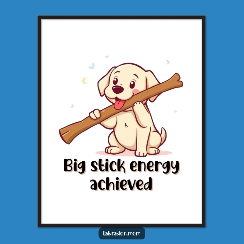 Free Printable Wall Art: Kawaii Labrador Giant Stick, Hilarious Dog Decor Downloadable