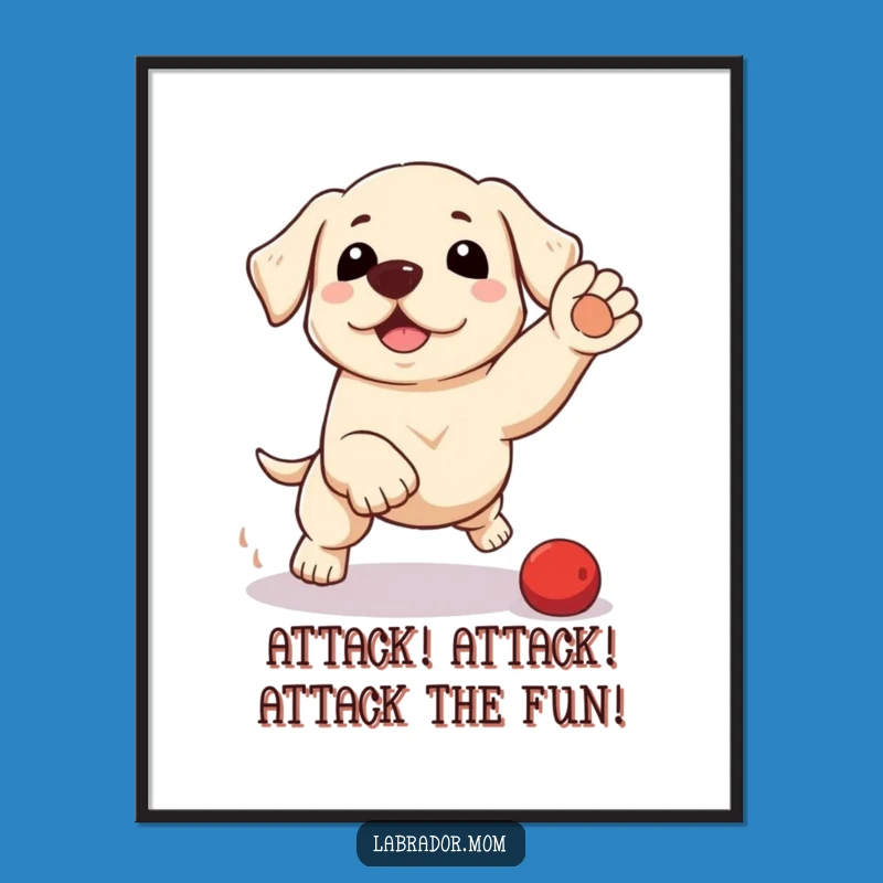 Free Printable Wall Art: Kawaii Labrador Pounce Funny Downloadable Art