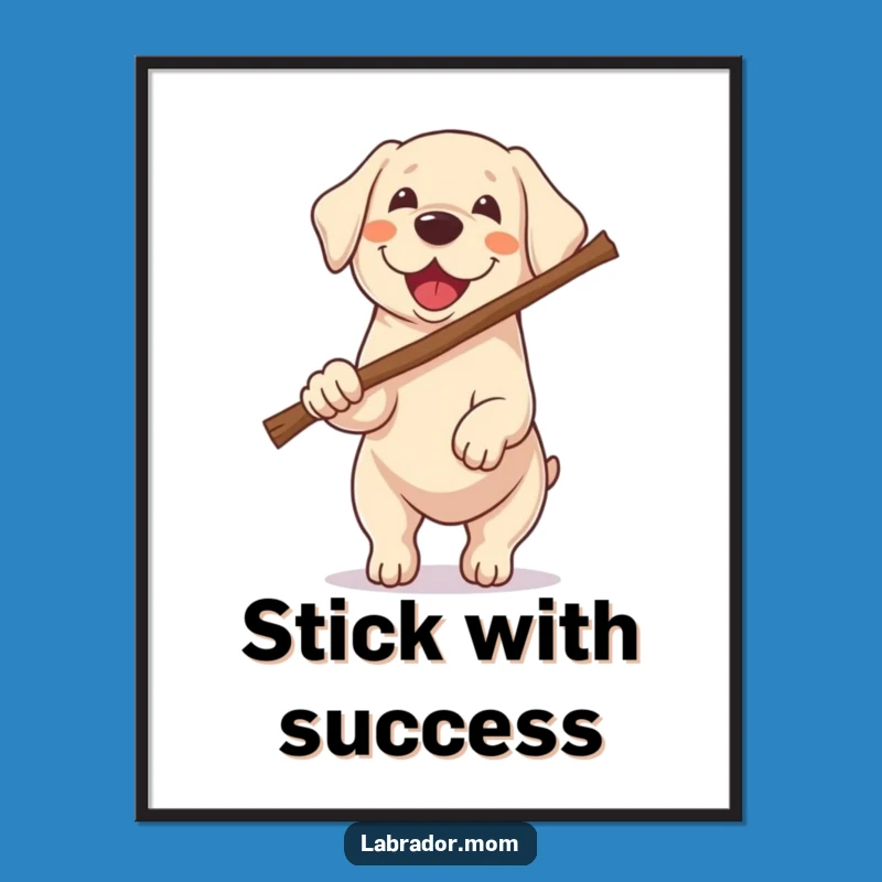 Funny Free Printable Kawaii Dog Art: Giant Stick Labrador Downloadable Decor