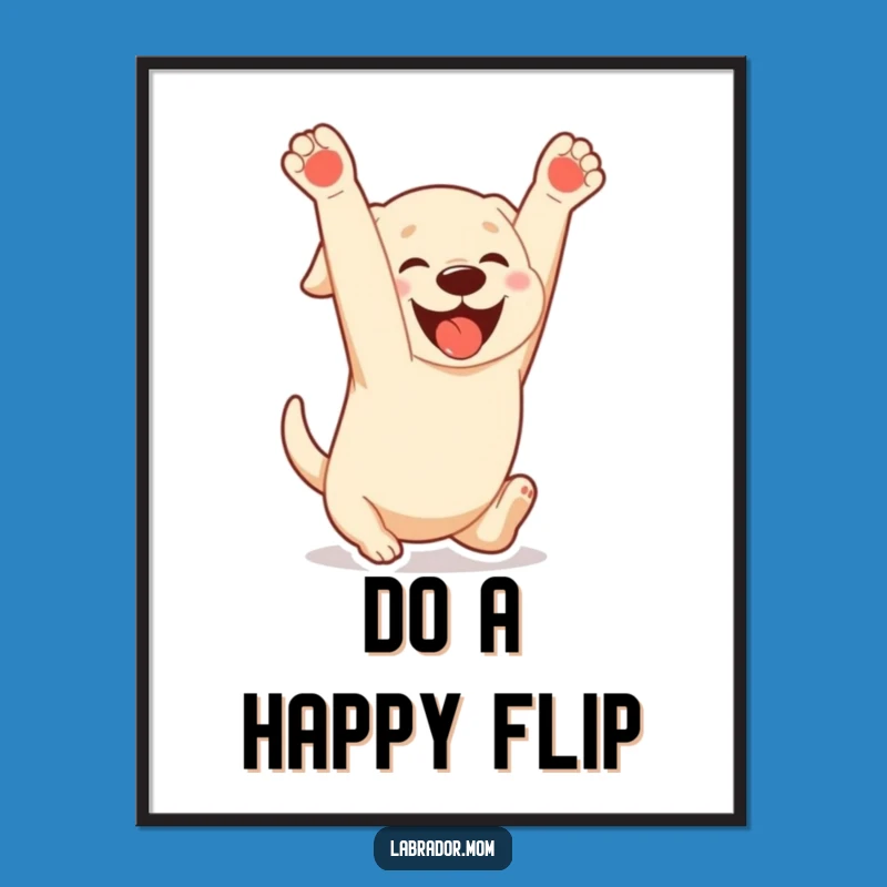 Funny Free Printable Kawaii Dog Art: Gleeful Somersault Labrador Decor