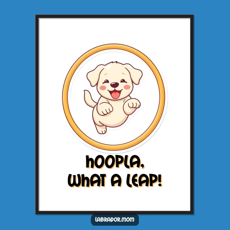 Funny Free Printable Wall Art: Kawaii Lab Leaping - Energetic Downloadable Decor