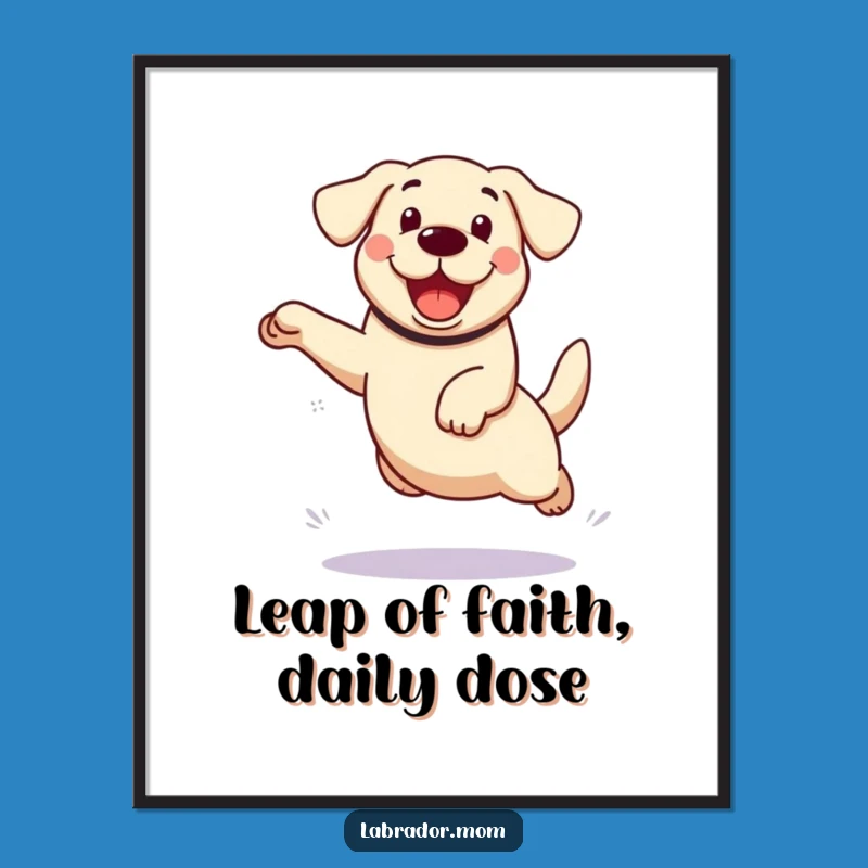Free Printable Funny Wall Art: Kawaii Labrador's Enthusiastic Leap, Downloadable Decor