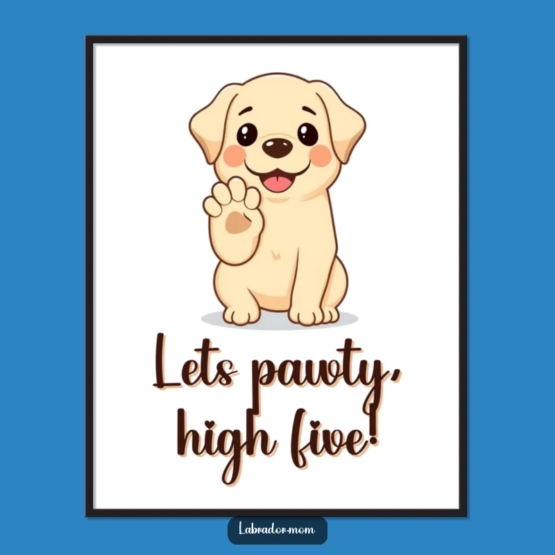 Free Printable Kawaii Labrador Wall Art: High-Five Friendliness for Cheerful, Downloadable Decor