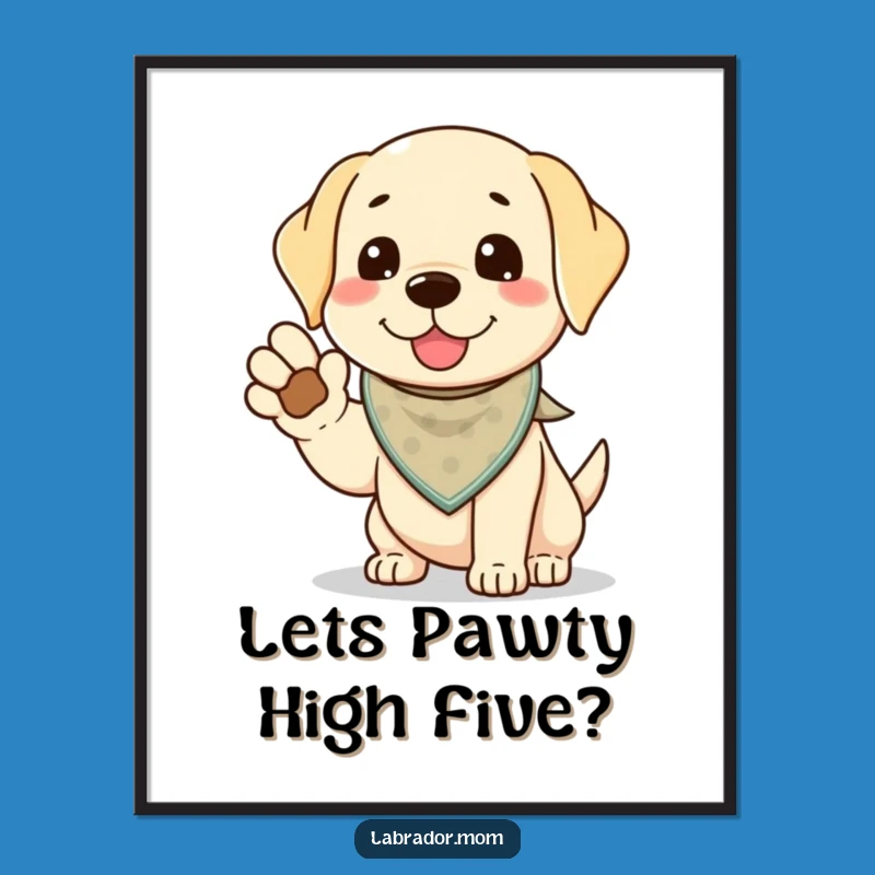 Free Printable Wall Art: Kawaii Lab High Five Funny Dog Decor