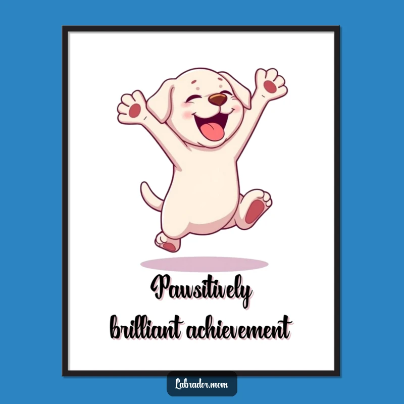 Free Printable Wall Art: Joyful Kawaii Labrador Leap, Humorous Dog Decor Download!