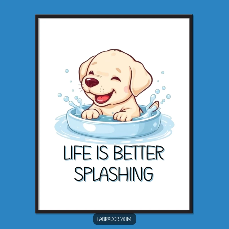 Playful Free Printable Wall Art: Giggling Labrador Pool Splash Art Download