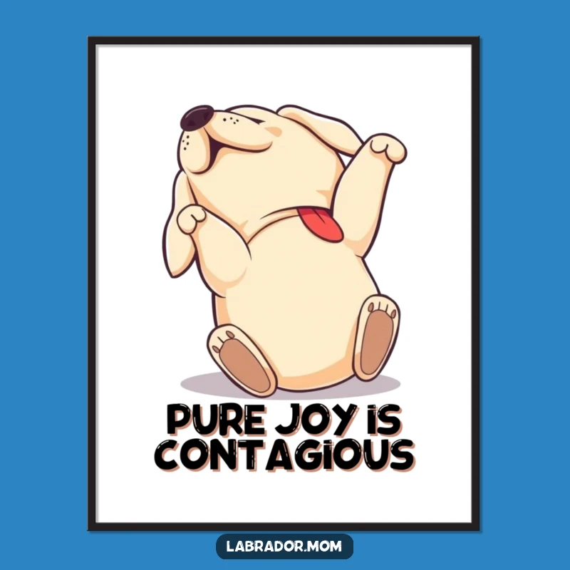 Free Printable Labrador Wall Art: Joyful Rolling Dog Funny Downloadable Decor Gift