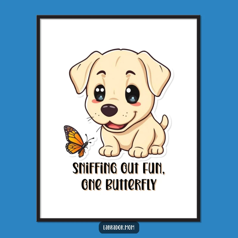 Free Printable Wall Art: Kawaii Lab Butterfly Curiosity Funny Dog Decor