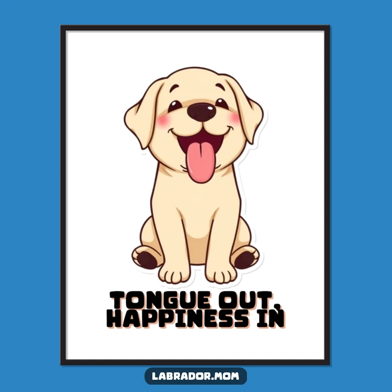 Free Printable Kawaii Dog Wall Art: Happy Panting Labrador Downloadable Art Gift