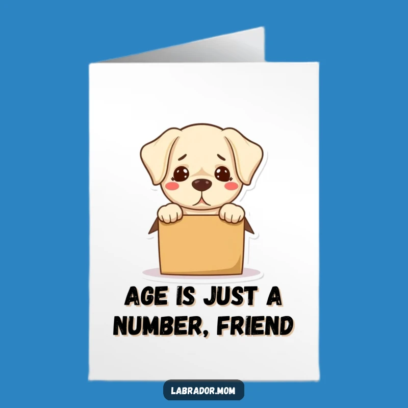 Free Printable Kawaii Labrador Birthday Card: Hilarious Box Mishap for a Laugh-Out-Loud Celebration