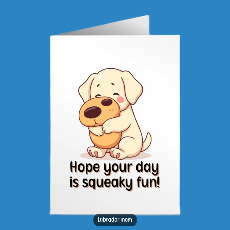 Free Printable Kawaii Dog Birthday Card: Labrador Squeaky Toy Fun Downloadable Gift