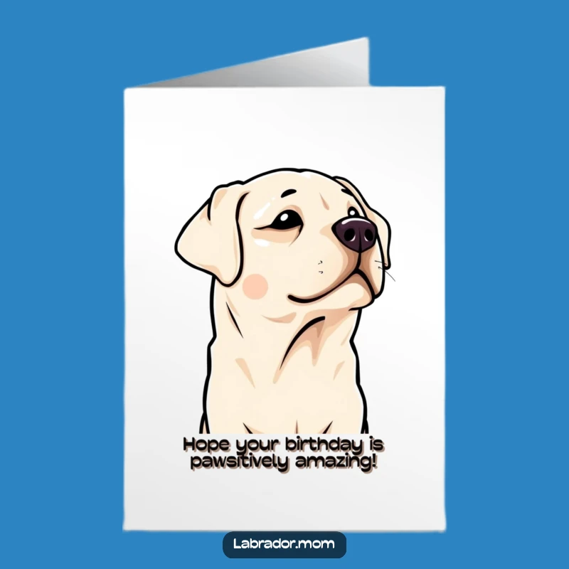 Free Printable Kawaii Labrador Birthday Card: Funny Doge Listening for Cake, Perfect Downloadable Gift