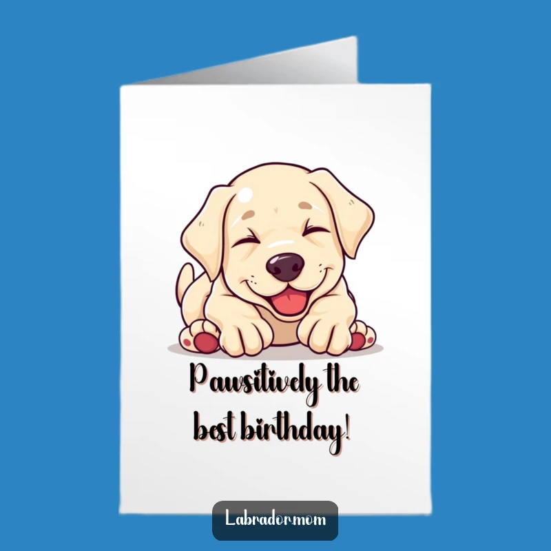 Free Printable Birthday Card: Kawaii Labrador Puppy Tumbling Joyfully, Funny Downloadable Gift