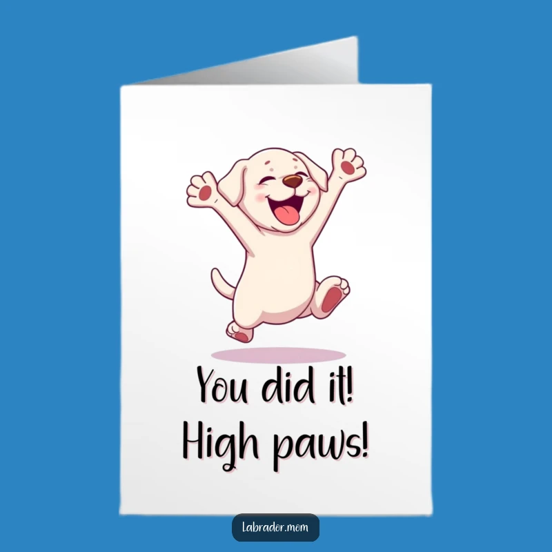 Free Printable Congrats Card: Ecstatic Kawaii Labrador Celebration, Downloadable Gift!