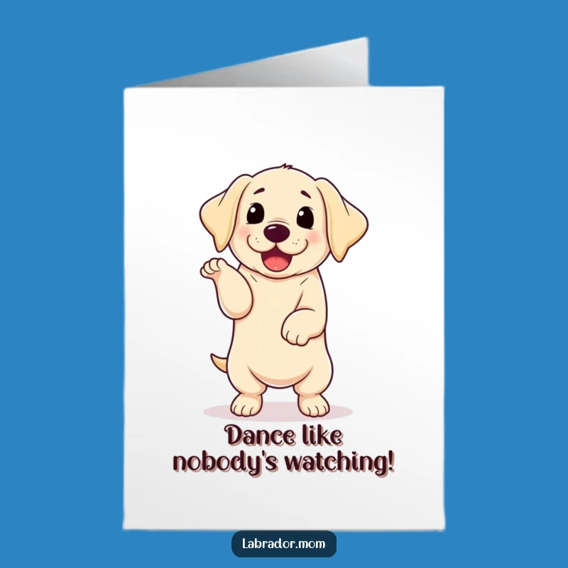 Free Printable Congrats Card: Kawaii Labrador Dancing, Funny Downloadable Celebration