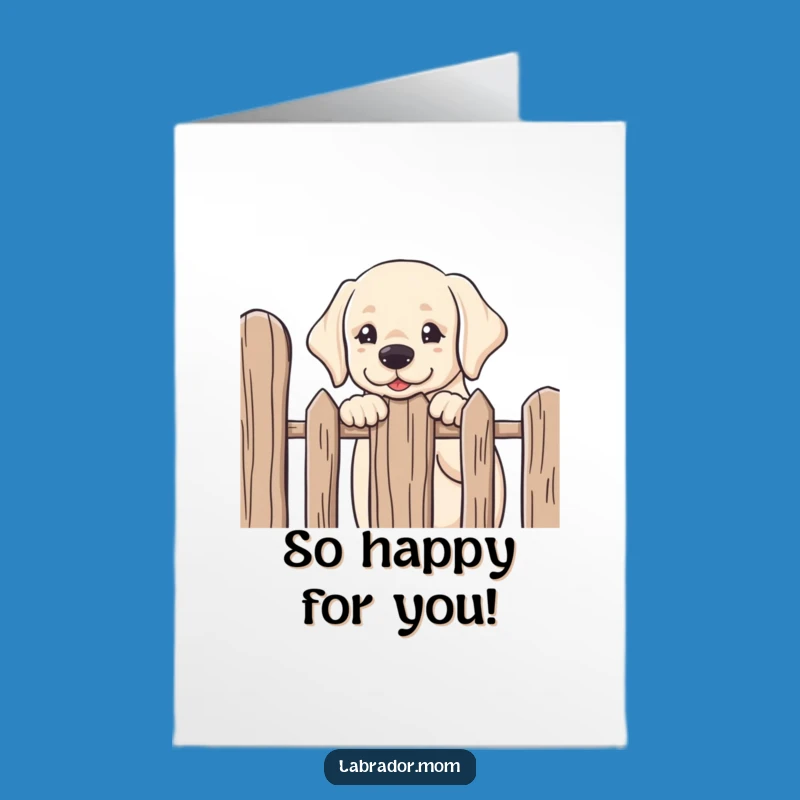 Free Printable Congrats Card: Kawaii Labrador Peeking, Funny Downloadable Celebration