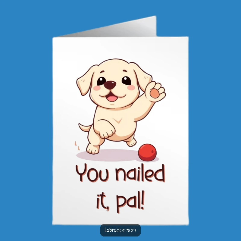 Free Printable Congratulations Card: Kawaii Labrador Pounce Funny Downloadable Gift