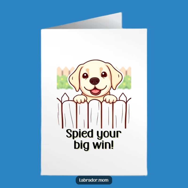 Free Printable Kawaii Dog Congrats Card: Playful Labrador Over Fence Downloadable Gift