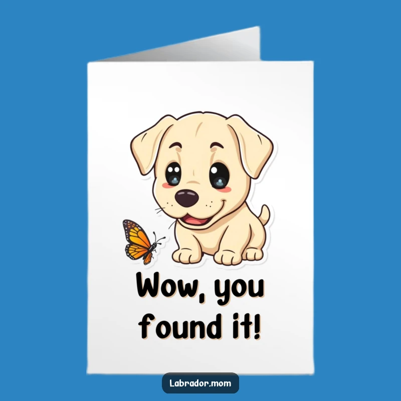 Free Printable Congrats Card: Kawaii Lab Butterfly Sniff Funny Downloadable Gift