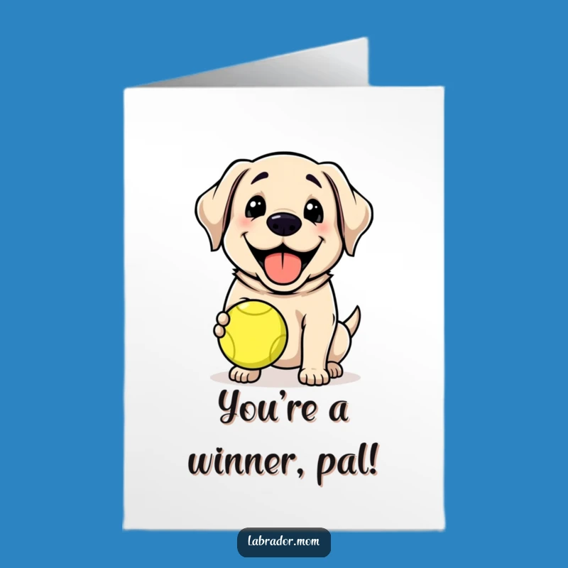 Free Printable Happy Lab Congrats Card: Tennis Champ, Downloadable & Funny