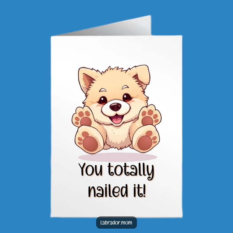 Free Printable Congrats Card: Funny Dog Pouncing, Hilarious Downloadable Surprise Gift