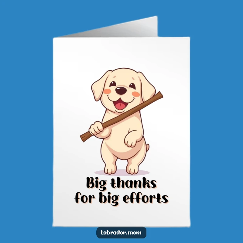 Free Printable Kawaii Dog Thank You Card: Giant Stick Labrador Downloadable