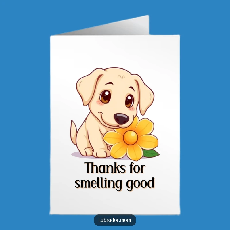 Free Printable Thank You Card: Labrador Flower Sniff, Sweet Downloadable Appreciation Gift