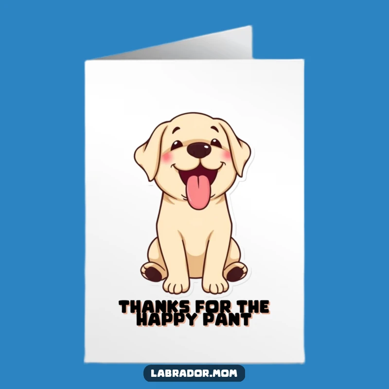 Free Printable Kawaii Dog Thank You Card: Happy Panting Labrador Gratitude Downloadable Gift