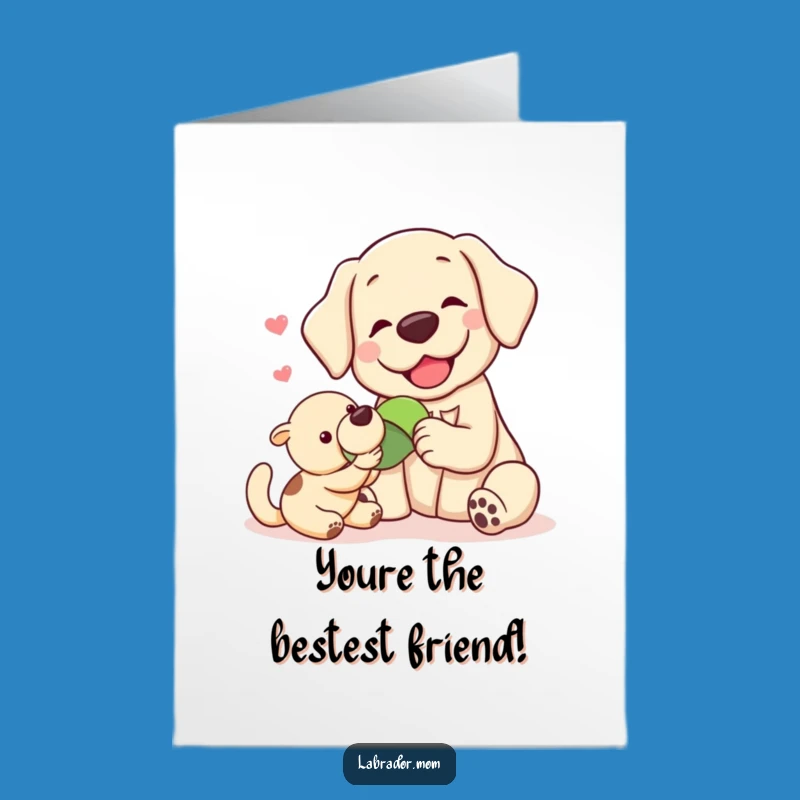 Free Printable Thank You Card: Labrador Pals Sharing Toy, Heartfelt