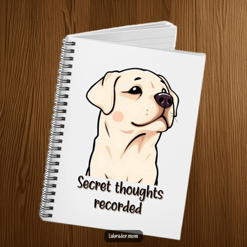 Funny Kawaii Labrador notebook with a cute, head-tilting dog. A humorous and practical stationery item.