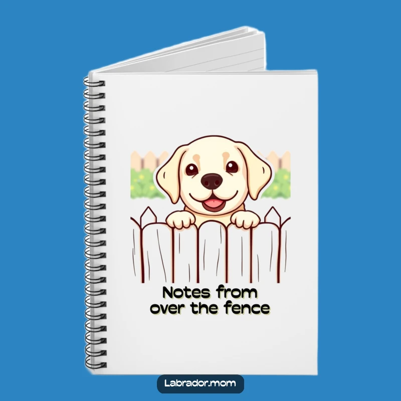 Funny Kawaii Labrador Notebook: Peeking Over Fence Journal, Cute Dog Gift