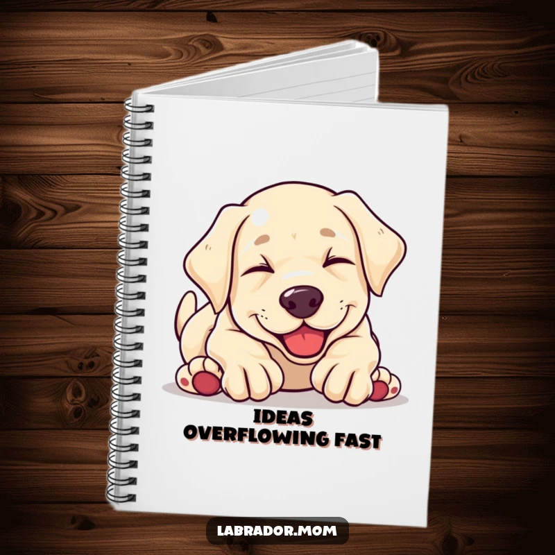 Funny kawaii Labrador puppy tumbling head over paws in pure glee, a delightful notebook for capturing ideas with a touch of puppy-powered fun.