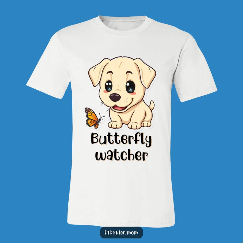 Funny Kawaii Lab Butterfly T-Shirt: Cheerful Dog Tee for Nature Lovers