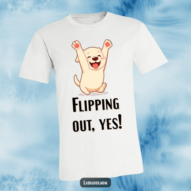 Funny Kawaii Labrador t-shirt capturing a dog doing a playful somersault with a gleeful expression, conveying boundless joy and energy.