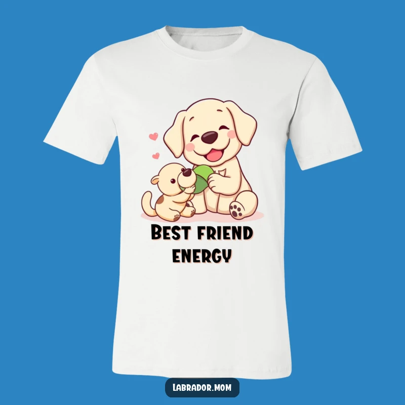 Funny Kawaii Labrador Sharing T-Shirt: Celebrate Friendship with Hilarious Dog Apparel Gift!