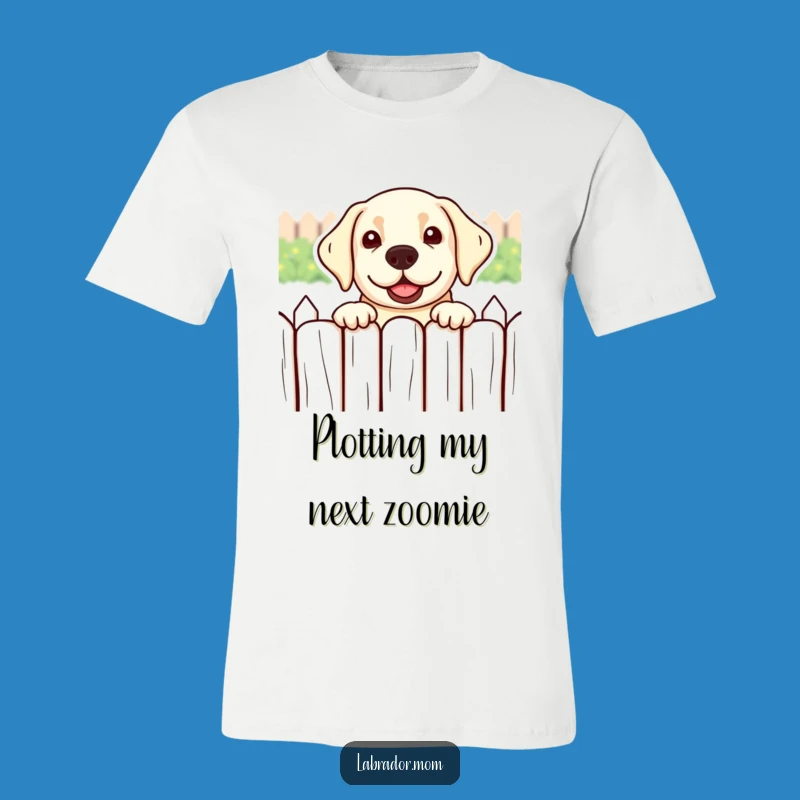 Funny Kawaii Labrador Shirt: Peeking Over Fence, Playful Dog Tee Gift