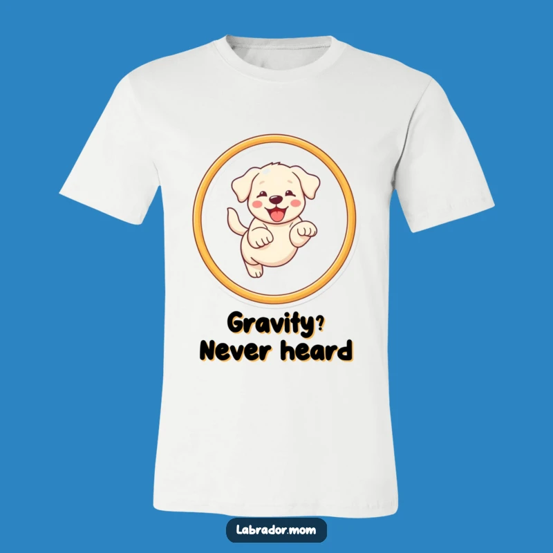 Funny Kawaii Labrador T-Shirt: Energetic Dog Hoop Jump, Hilarious Gift!