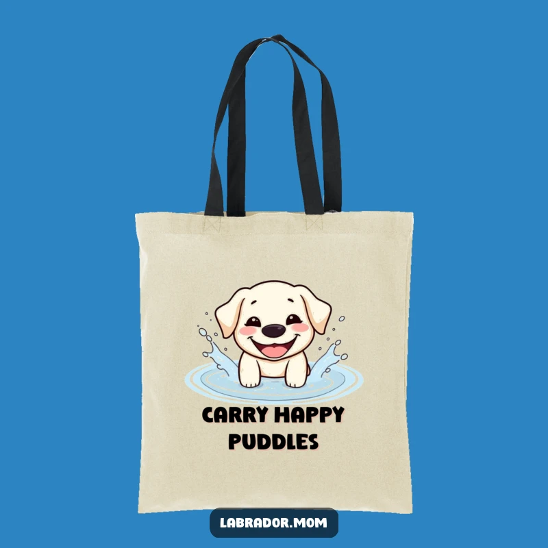 Funny Kawaii Labrador Tote Bag - Happy Splash Dog Shopping Bag