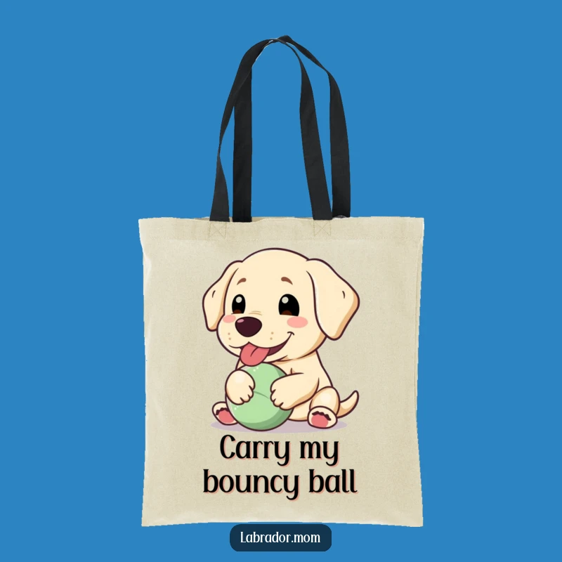Funny Kawaii Labrador Tote Bag: Happy Floppy Ear Dog Ball Carry-All Gift