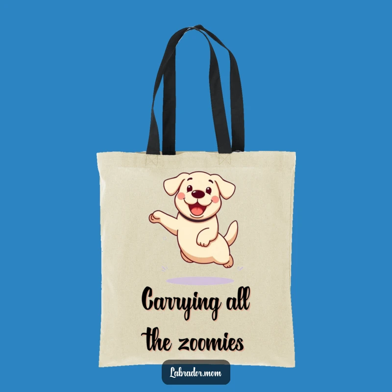 Funny Kawaii Labrador Tote Bag: Carry Your Essentials with an Enthusiastic Leap, Great Funny Gift