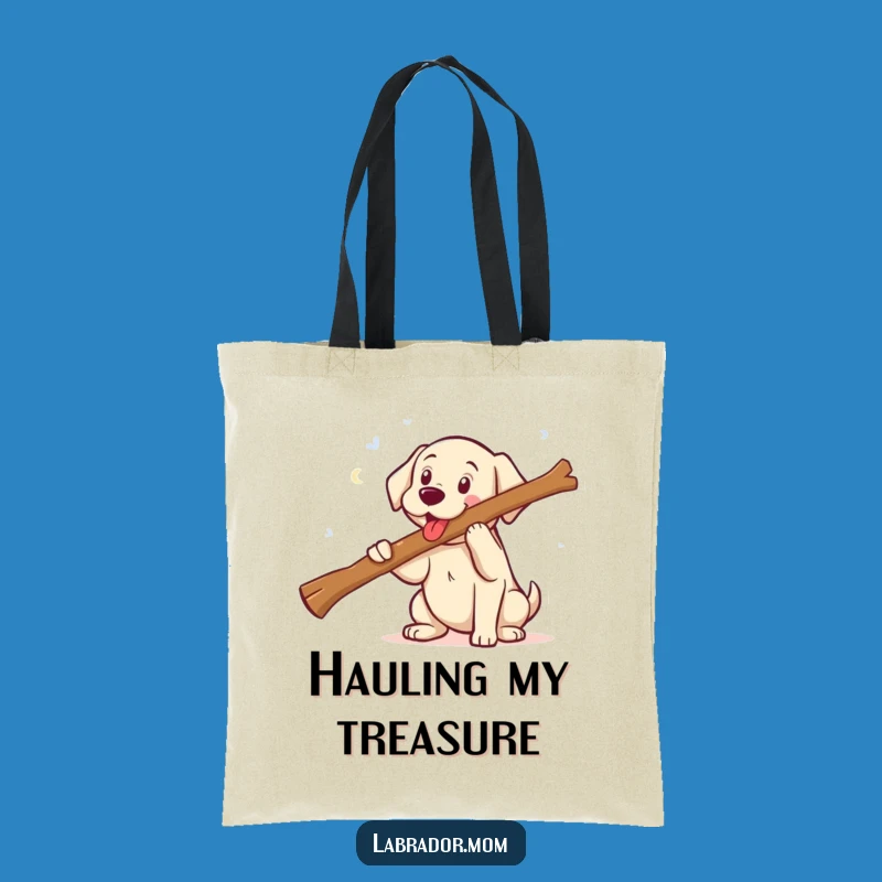 Funny Kawaii Labrador Fetching Big Stick Tote Bag - Carry Your Joy