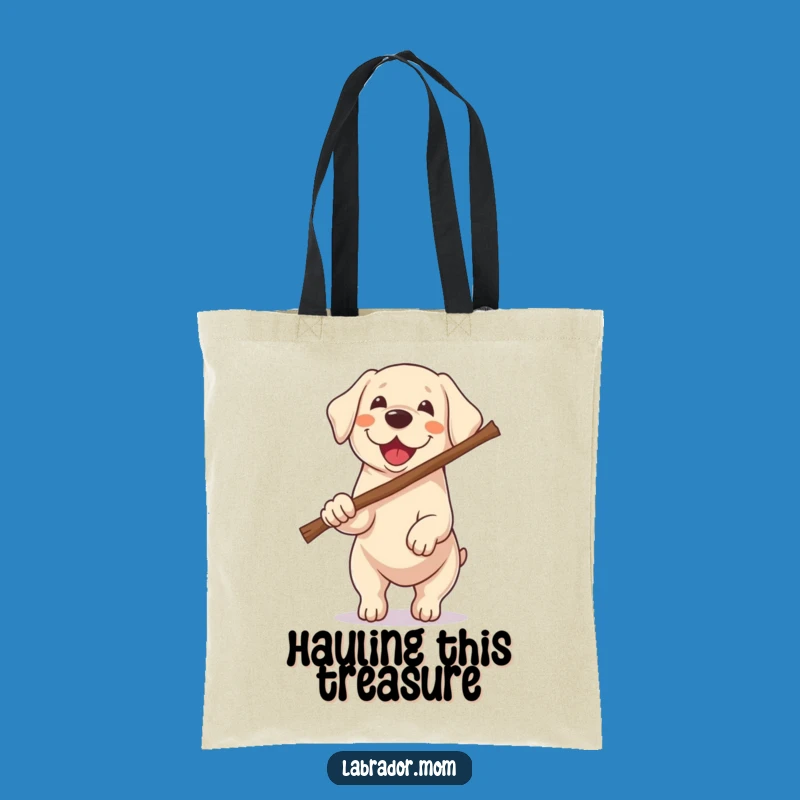 Funny Kawaii Labrador Tote Bag - Big Stick Dog Shopping Bag