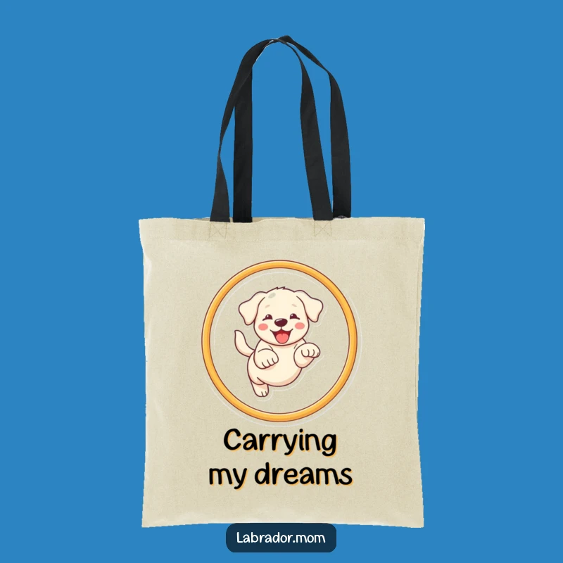 Funny Kawaii Labrador Tote Bag: Cute Dog Hoop Jump, Stylish Funny Gift!