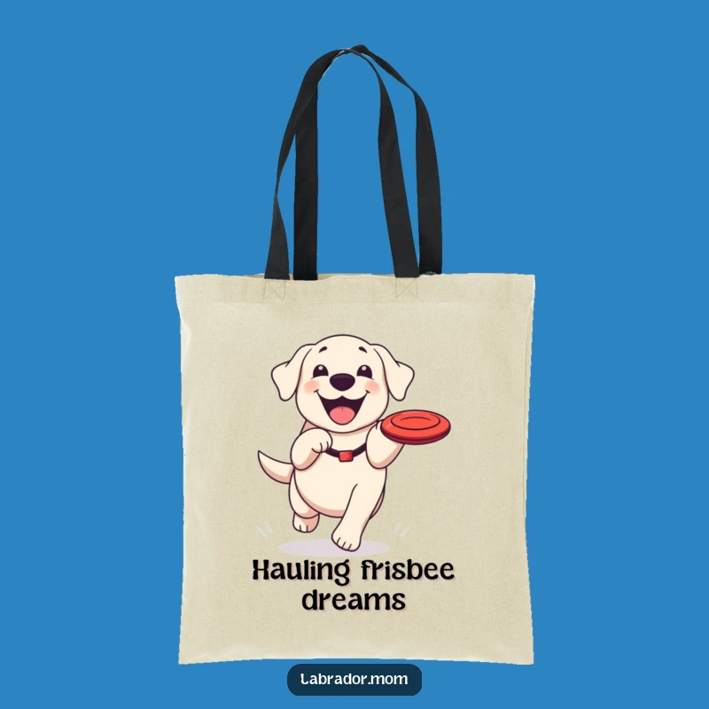 Funny Kawaii Labrador Tote Bag: Frisbee Fun, Stylish & Humorous Carry-all