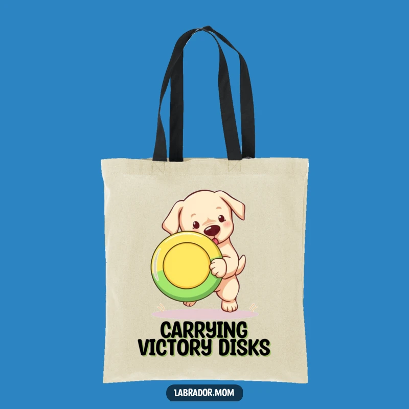 Funny Labrador Puppy Frisbee Tote Bag: Active & Humorous Carryall