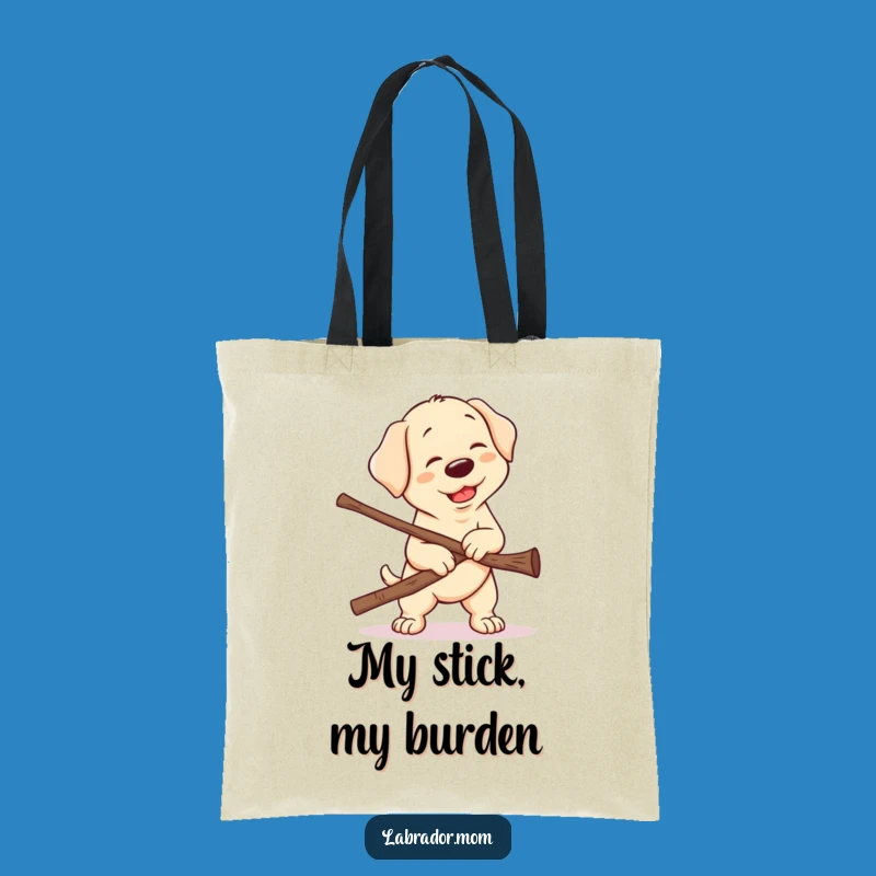 Funny Kawaii Lab Stick Struggle Tote Bag: Cute Dog Accessory for Everyday Hauls